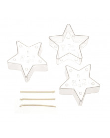 Candle mould star 3pcs 55x55x25mm with wick