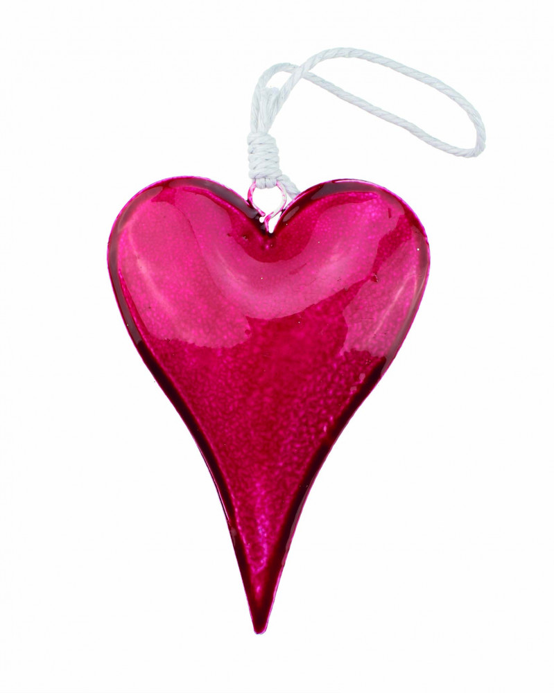 Metal heart, red, with hanger 8,2x12,3x2,2cm